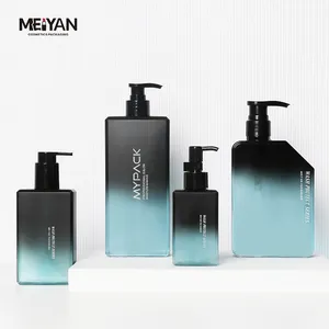 MYPACK lüks benzersiz plastik siyah mavi degrade 200ml300ml400ml kare erkek şampuan ve saç kremi vücut yıkama losyonu pompa şişesi