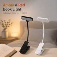 Lámpara de Lectura LED con Doble Alimentación, Enchufe USB, Batería AAA, Luz Cálida para Leer en la Habitación, Viajes
