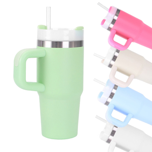 RVS geïsoleerde beker van 400 ml met morsbestendige handgreep en rietjesdeksel voor kinderen, Coldee Lovely - Product Image 1