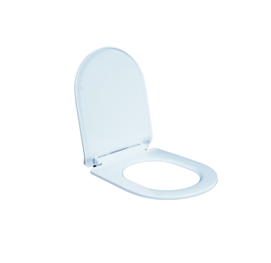 Siège de toilette contemporain blanc brillant en forme de D avec charnières réglables à fixation supérieure pour une installation simple et rapide - Product Image 2