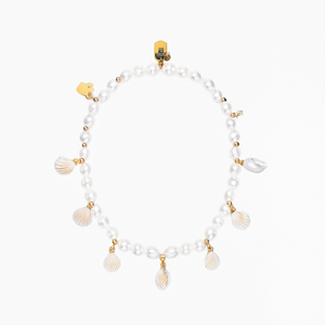 Collier de perles avec breloques plaquées or et pendentifs coquillages en acier inoxydable 316L, design durable et résistant - Product Image 2
