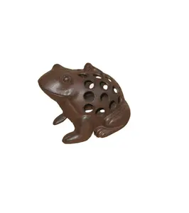 Factory Wholesales Cast iron frog hallowed lantern for Yard and home decoration Rustic Frog cast iron tealight candle holder