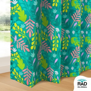 Achetez des rideaux d'extérieur imperméables de couleur vert-bleu floral avec tissu en polyester teint en masse de qualité supérieure pour les espaces de patio et de balcon - Product Image 2
