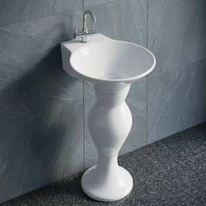 Indian Ceramic Rectangular Pedestal Wash Basin Hand Wash Sink Sanitary Ware for Hotel Home Bathroom Use - Product Image 5