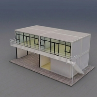 Maison conteneur préfabriquée pliable de 20 pieds à deux étages avec bureau surélevé, passerelle en verre, balcon, isolation en acier, projet personnalisé OEM ODM