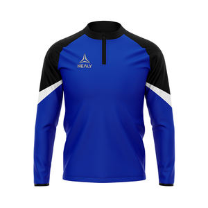 Ensemble de sport pour hommes bleu noir élégant, col rond, fermeture éclair, design personnalisé, survêtement d'entraînement d'équipe, taille élastique, tenue décontractée, imprimé - Product Image 2