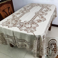 Nappe de banquet de mariage personnalisable en polyester/coton non tissé, style européen, broderie lourde ajourée, dentelle, blanche, épaisse
