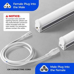 Barrina 6-Pack lampu <span class=keywords><strong>LED</strong></span> tunggal Super terang, lampu toko <span class=keywords><strong>LED</strong></span> utilitas T5 4 kaki 2200LM 6500K putih Super terang 20W - Product Image 3