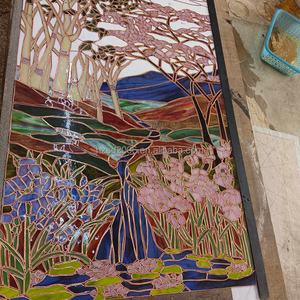 Proveedor Directo de Fábrica: Panel de Vidrio Sólido Hecho a Mano con Diseño de Paisaje de Catedral Europea, Inserto Doble para Ventana, Puerta o Pared - Product Image 6