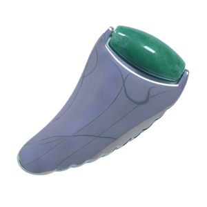 Herramienta Gua Sha Multifuncional de Aleación de Zinc, Rodillo de Aventurina Verde Natural con Marco Acanalado para Contorno Facial, Cuello y Mandíbula - Product Image 3