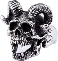 Bague Squelette Daihe Gros Gothic Diamant Tchèque Bague Phalange Argentée Vintage Croix Sculptée Bague Grosse Tête de Mort pour Hommes