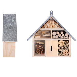 Moderne hölzerne Biene Schmetterling Insekt Hotel ökologische Garten Beobachtung Blechdose Haustier Haus Knopf gedruckt Vogelkäfige hängen - Product Image 5