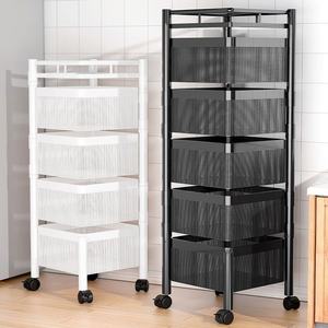 Organisateur de collations en fil d'acier au carbone multicouche Support de <span class=keywords><strong>rangement</strong></span> de cuisine au sol avec panier rotatif Aucune installation requise - Product Image 2