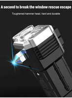 Marteau de sécurité multifonctionnel en gros pour réparation automobile, camping, travail, avec lampe LED COB rechargeable, aimant et étanchéité IP44 pour situations d'urgence en extérieur