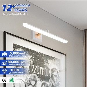 Applique murale LED moderne 12W blanc chaud 3500K, corps en plastique, montage en surface pour salle de bain, design minimaliste, certifiée CE RoHS - Product Image 1