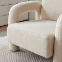 Furnistyle Canapé moderne en tissu velours blanc de 34 pouces avec oreiller de soutien pour villas