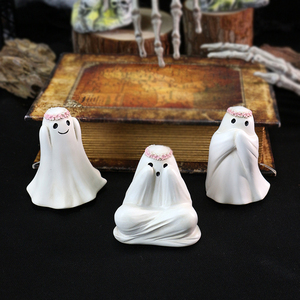 Özel çiçek taçlandırılmıştır wraithler hayalet heykeli Spooky cadılar bayramı reçine heykelcik hayır duymak hayır konuşmak hayır ilham görmek - Product Image 1