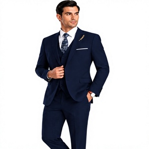 Traje de negocios de 3 piezas azul marino de alta calidad para hombre, blazer ajustado, chaleco, pantalones, traje formal para boda, novio, fiesta - Product Image 5