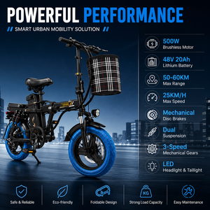 Bicicleta <span class=keywords><strong>El</strong></span>éctrica Plegable de 14 Pulgadas, Motor sin Escobillas de 48V 250W, Bicicleta <span class=keywords><strong>El</strong></span>éctrica Compacta para Adultos, para Desplazamientos Urbanos, con Suspensión - Product Image 6
