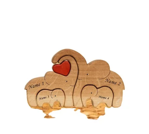 Coeur mariage cadeau de noël éléphant <span class=keywords><strong>famille</strong></span> ornements bois éléphant décor à la maison - Product Image 2