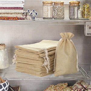 Pochette en jute avec cordon de serrage, sac cadeau en toile de jute naturelle, sac réutilisable avec cordon de serrage pour bijoux, bonbons, emballage de cadeaux de mariage - Product Image 3