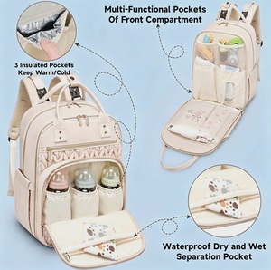 Sac à dos à couches imperméable avec matelas à langer, sangles de poussette, poche isotherme, sac de <span class=keywords><strong>maternité</strong></span> de voyage, vente en gros, fourniture directe usine - Product Image 3