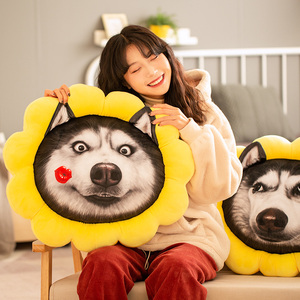 Coussin en <span class=keywords><strong>peluche</strong></span> en forme de tête d'animal de compagnie, Husky mignon, jouet en <span class=keywords><strong>peluche</strong></span> - Product Image 4