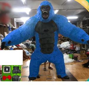 Disfraz de Mascota de Gorila King Kong que Llora para Niños, Disfraz de <span class=keywords><strong>Mono</strong></span> Gorila Azul Inflable de 2 m y 2,6 m para Espectáculos al Aire Libre - Product Image 1