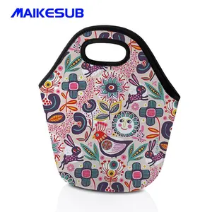 Sublimation Blank Neoprene Lunch Bag DIY Reusable Children's Thermal Insulation Bag Foldable Food Suitcase Handbag