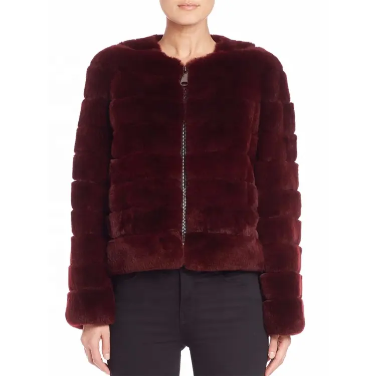 YR986 Real Rex Rabbit Fur Jacket Real Sheared Fur Coat Drop shipping Factory Price