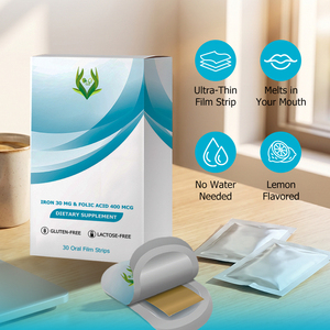 Bandes de suppléments alimentaires les plus vendues avec fer et folate pour la fonction cognitive et psychologique normale – Supplément à base de plantes en bande orale - Product Image 4