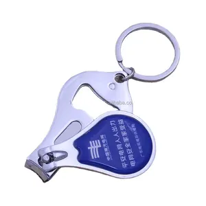 Khuyến Mại Tùy Chỉnh Epoxy In Ấn Kim Loại Nail Clipper Với Mở Chai Keychain