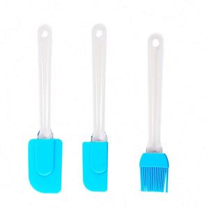 Juego de 3 Espátulas Azules OEM ODM para Mezclar Crema y Harina, Utensilios de Cocina para Repostería, Juego de Espátulas de Silicona - Product Image 1