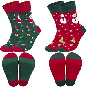 Chaussettes à motif de Noël pour hommes et femmes, en coton, polyester et élasthanne, tricotées jacquard, respirantes, pour un usage quotidien en hiver - Product Image 3