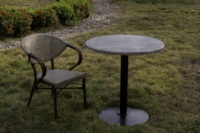 Table de salle à manger extérieure 600 mm en copeaux de bois gris, étanche, style antique simple, mobilier de maison pour café, cantine, hôtel, chambre