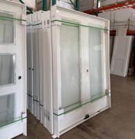 Porte intérieure pré-encadrée en MDF massif blanc apprêté 1 Lite, avec vitre dépolie, pour salle de bain et maison