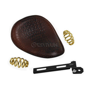 Retro marrón de cuero de cocodrilo Solo de <span class=keywords><strong>asiento</strong></span> de la motocicleta cojín de soporte para de helicóptero <span class=keywords><strong>Cafe</strong></span> <span class=keywords><strong>Racer</strong></span> Bobber asientos - Product Image 3
