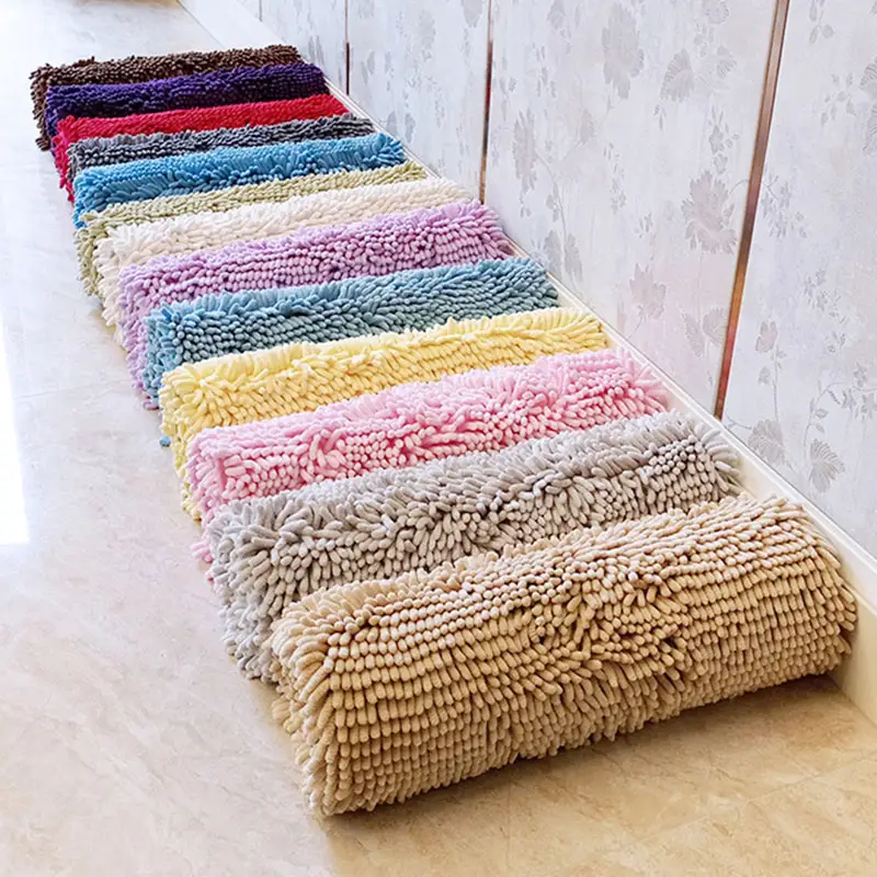 Wholesale China custom chenille bath mat stock assorted colors 50*80cm