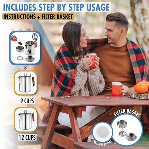 1.7L/2.5L Camping Coffee Pot 304 Stainless Steel Coffee Pot Outdoors Brew Coffee <b>Maker</b> for Camping, Hiking - Product Image 3