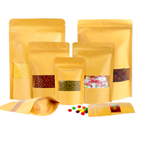 Pochettes debout à fermeture éclair à fond plat avec fenêtre transparente mate sacs d'emballage en papier kraft pour emballage alimentaire de café en plastique