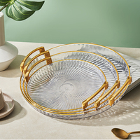 Plateaux de Service Alimentaires Ronds en Plastique Transparent pour Cérémonie, Ensemble de 3 Pièces, Assiettes à Fruits Exquises Transparentes, Plats de Ramadan