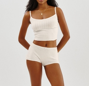 New Arrivals Women's Summer <strong>Crop</strong> Camisole Shorts <strong>Pajama</strong> Set Hot Sexy Stretched PJs Adjustable Straps Soft XL Size Fashion <strong>Pajama</strong> - Product Image 6