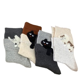 Calcetines sin costuras con diseño de gato flocado, hasta la pantorrilla, para mujer, otoño-invierno, bonitos y cómodos, con diseño de anime y dibujos animados - Product Image 4