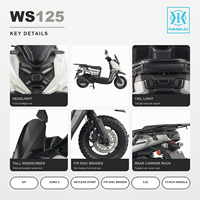 Moped 125cc monocylindre 4 temps refroidi par air, moteur EFI, démarrage sans clé, roues de 13 pouces, 80 km/h, EURO 5, vente en gros