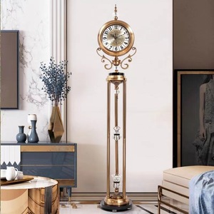 European Style Floor <b>Clock</b> Standing <b>Clock</b> Silent Home Decor Ornament Circular Design For Villa Interior - Product Image 3