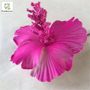 Têtes de fleurs artificielles Hibiscus Rosa pour bricolage Clip de couronne Décoration d'hôtel de mariage Arrangement floral - Product Image 2