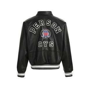 2025 Herbst Trendy Marke American Retro PU Lederjacke High Street Front Reiß verschluss Loose Baseball Flieger jacke für - Product Image 2