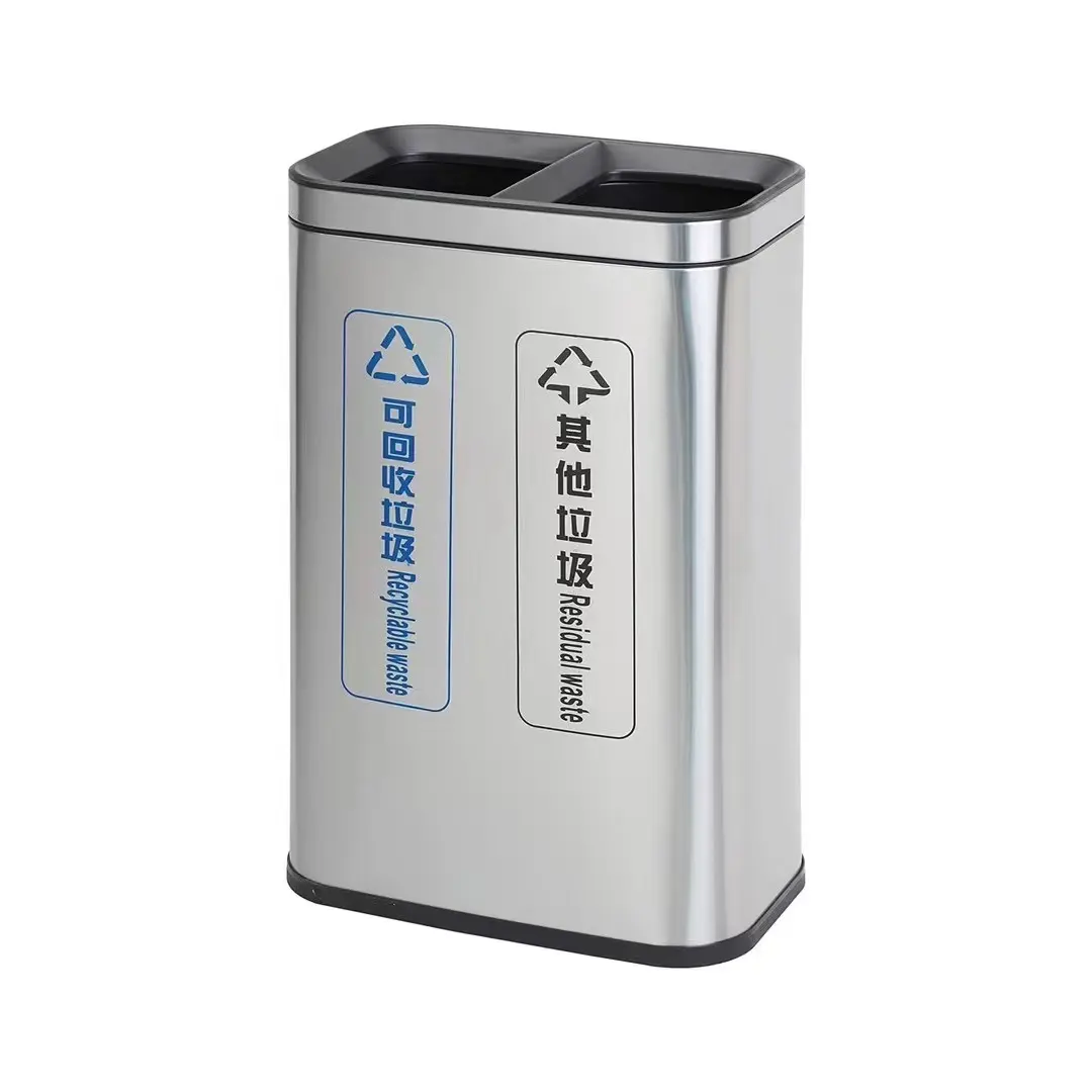 Foshan BOXIN indoor 3 compartments trash can open top recycle garbage bin waste bins