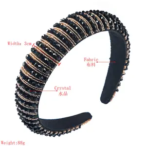 Bán Buôn Thời Trang Sang Trọng Kim Cương Hairband Phụ Nữ Tóc Đính Cườm Baroque Bling Pha Lê Độn Rhinestone Headband