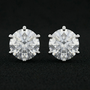 Pendientes de diamantes, joyería fina, corte brillante redondo, piedras brillantes, elegantes para la oficina, regalo de compromiso de boda para mujeres - Product Image 1